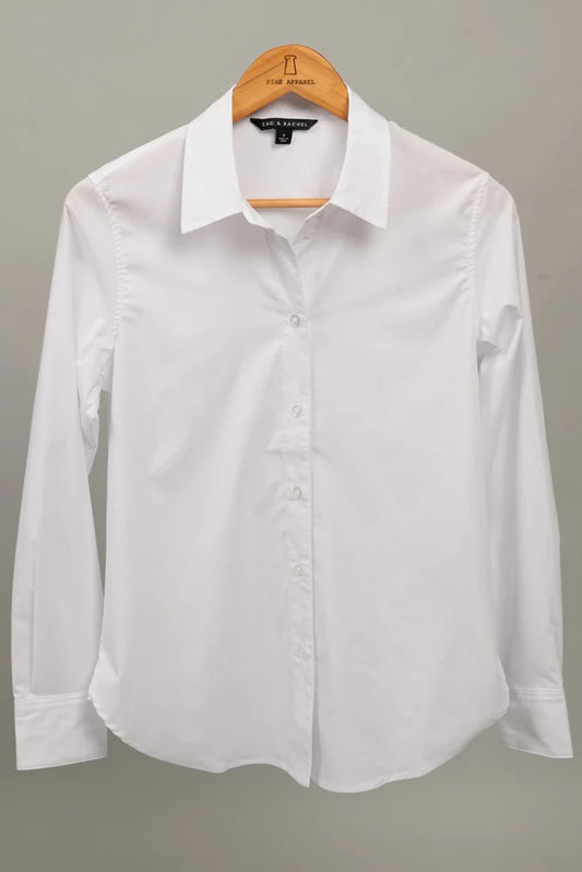 ZAC & RACHEL White Poplin Button Front Top