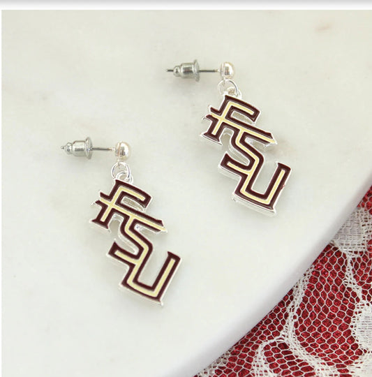 Seasons Jewelry Florida State Seminoles FSU Logo Enamel Earrings
