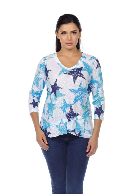 TANGO MANGO 3/4 Sleeve Crossover Hem Tunic