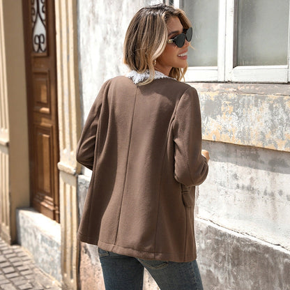 Lace Trim Women's Casual Blazer Jacket