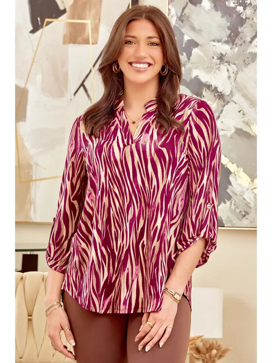 Animal Print Wrinkle Free Top