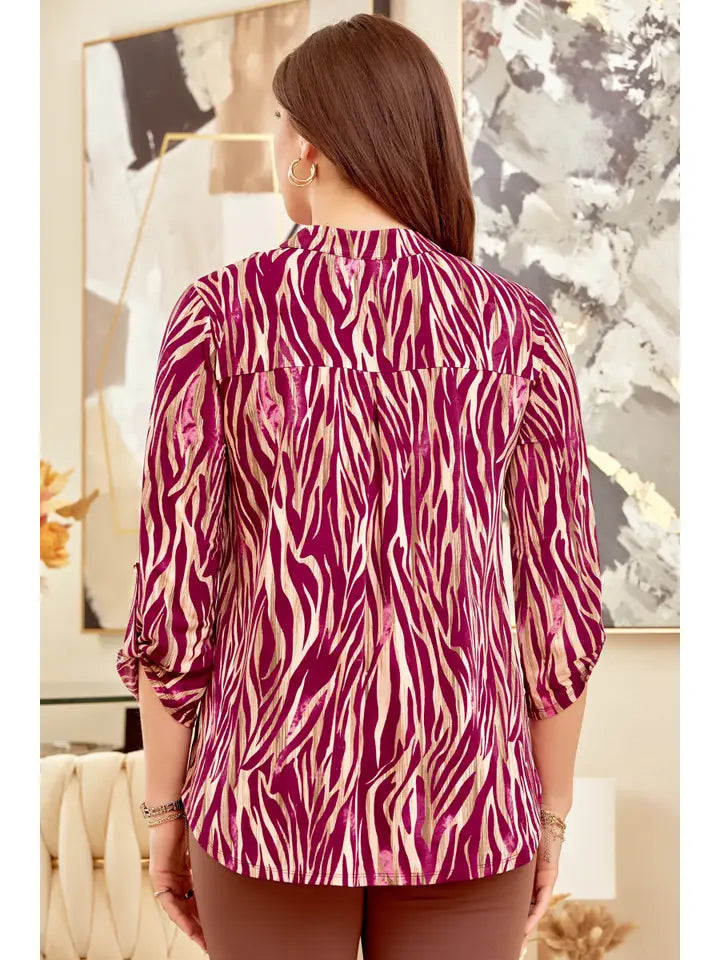 Animal Print Wrinkle Free Top