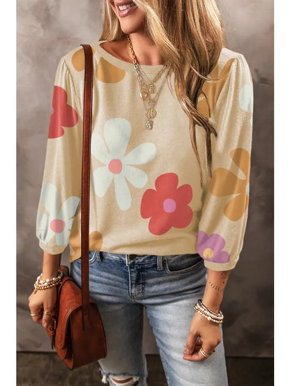 Flower Print Bracelet Sleeve Top