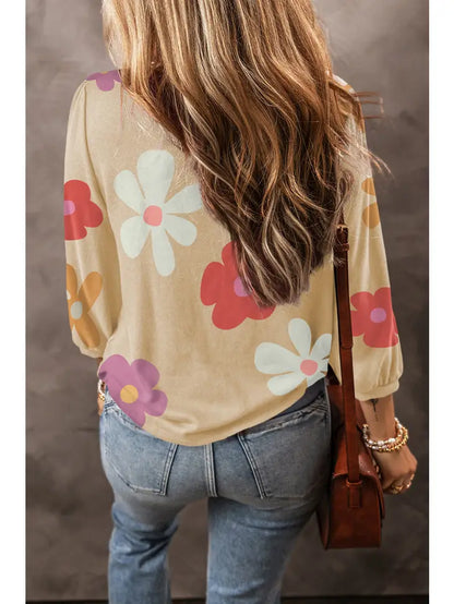 Flower Print Bracelet Sleeve Top
