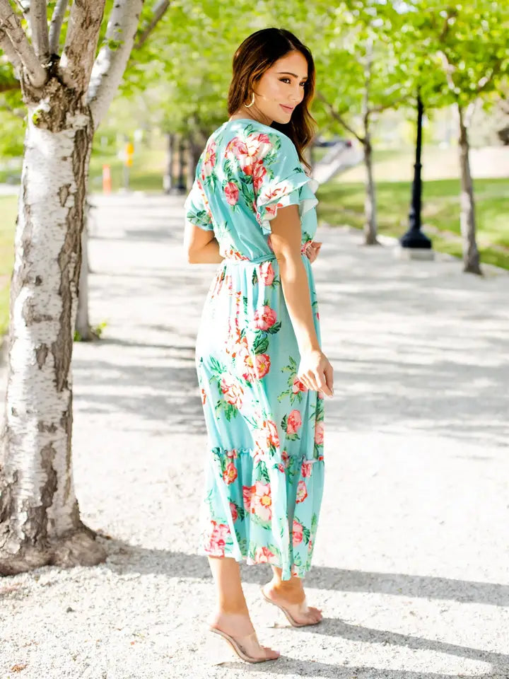 Floral Patterned Tie Waist Dress