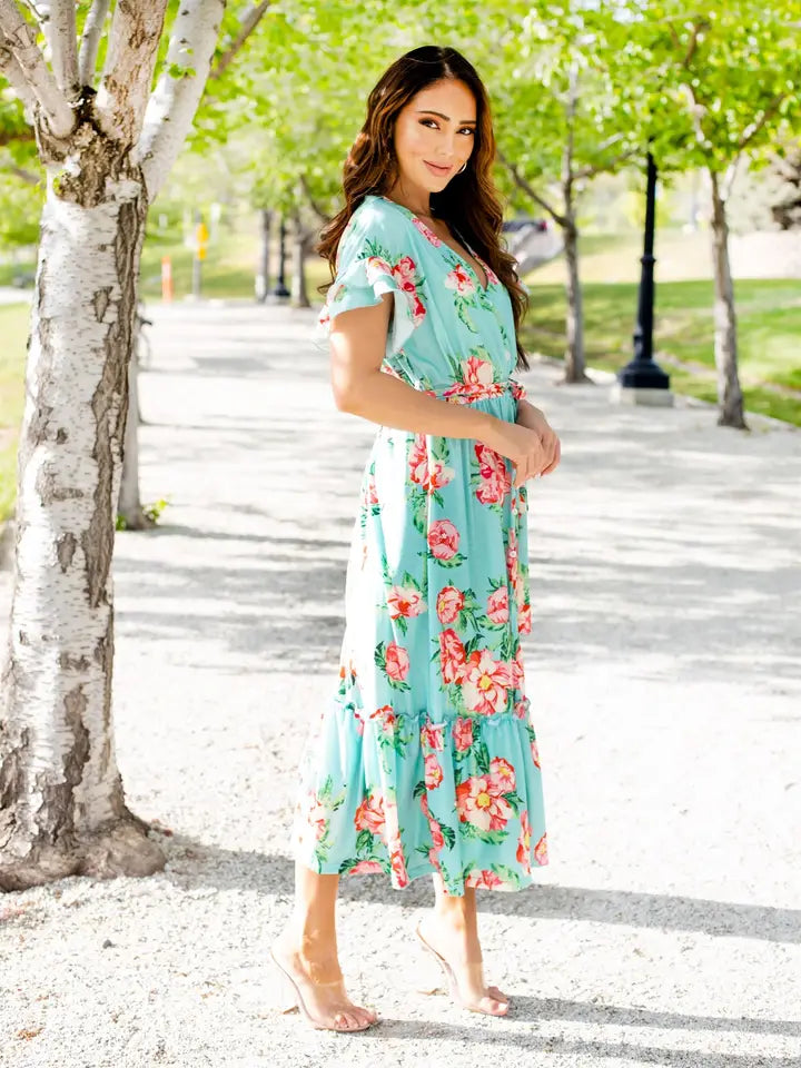 Floral Patterned Tie Waist Dress