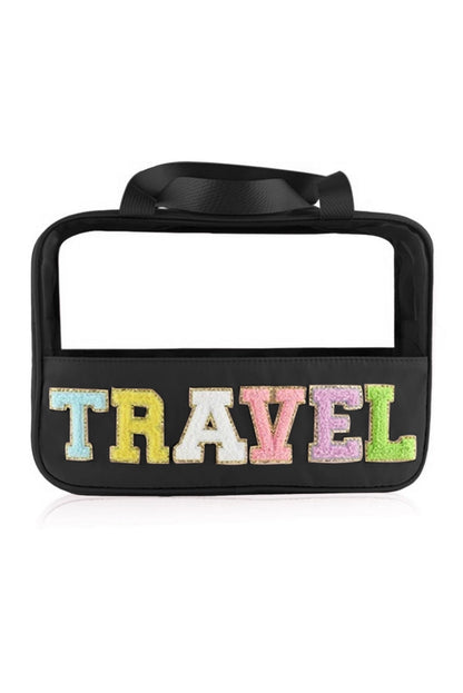 Travel Chenille Letter Clear Makeup Bag